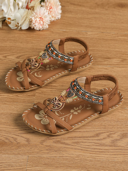 Sandales Plates Strass - Confort Premium pour Pieds Larges