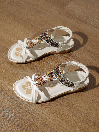 Sandales Plates Strass - Confort Premium pour Pieds Larges